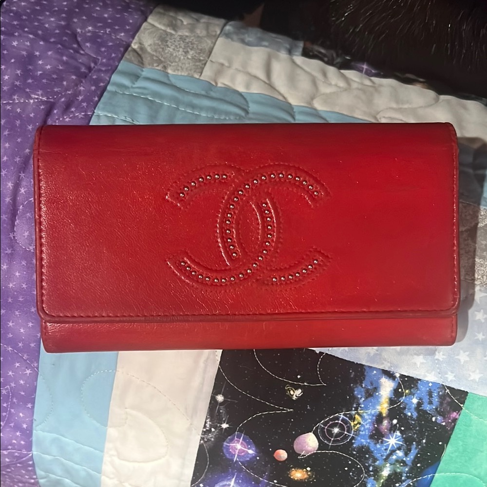 CHANEL Red Leather Wallet